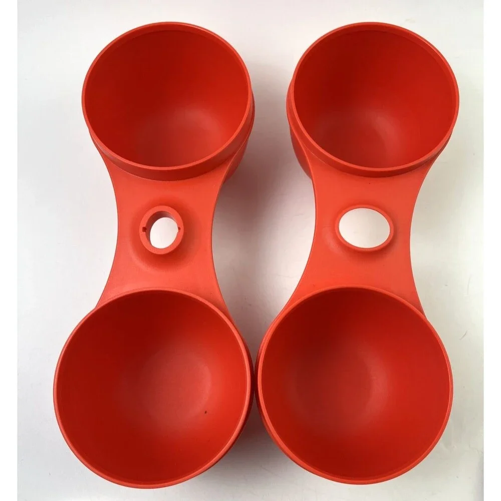 Tupperware Blossom Table Condiment Server Red With White Lids - Complete